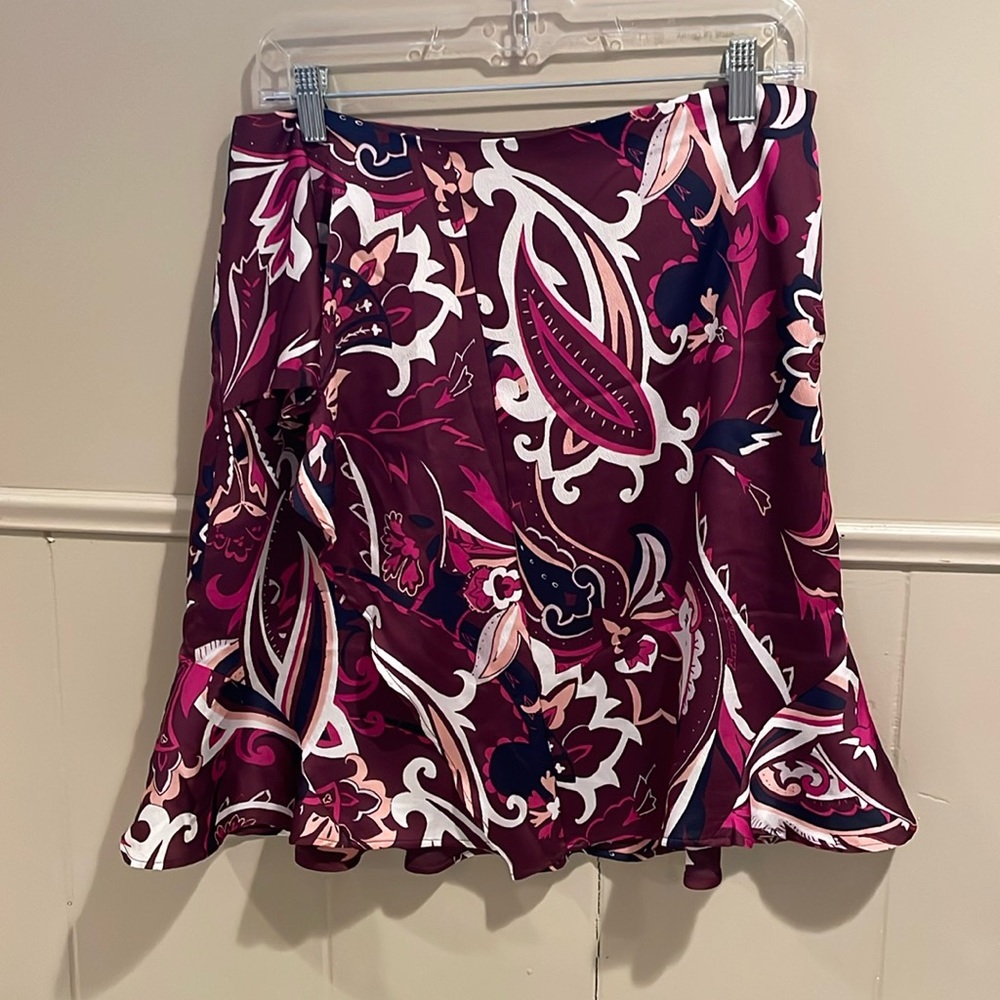 Banana Republic Faux Wrap Purple Pink White Skirt